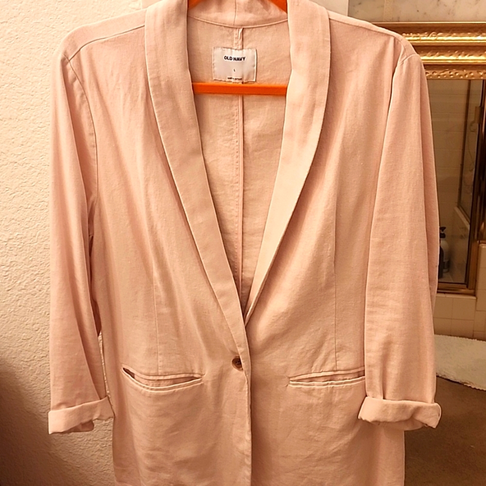 Old Navy, never worn, dust pink, linen, casual blazer.